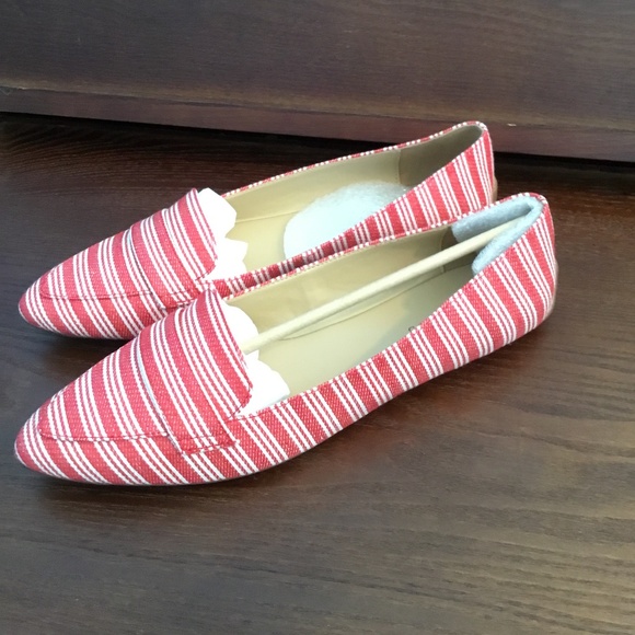 Talbots Red&White Striped Summer Flats, SZ 9.5, NIB - Picture 1 of 9